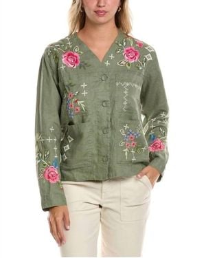 Johnny Was Linen Workwear Jacket - Green