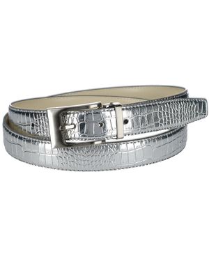 CTM Leather Croc Print Belt - Metallic