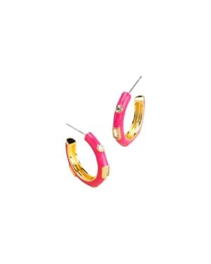 Zenzii Small Enamel Crystal Earrings - Pink
