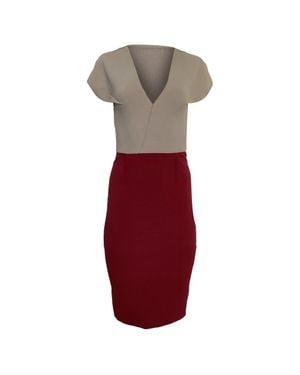 Roland Mouret Colorblock V-Neck Dress - Red