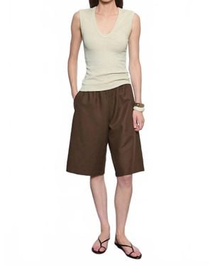 Enza Costa Textured Rib Sleeveless Tank Top - Natural