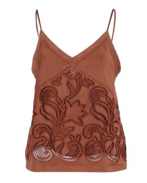 Ermanno Scervino Lace Cut Out Tank Top - Brown