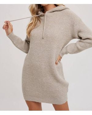 Bluivy Delaney Chunky Waffle Hoodie Tunic Dress - Natural