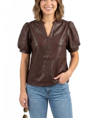 Thml Faux Leather Top - Brown