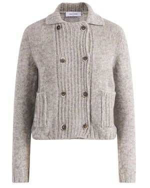 Gran Sasso Ribbed Virgin Wool-Blend Double-Breasted Jacket - Gray
