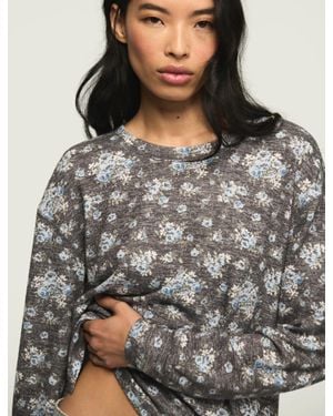 Lucky Brand Cloud Long Sleeve Crew Neck Top - Gray