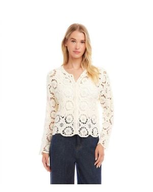 Karen Kane Catori Crochet Soft Jacket - White