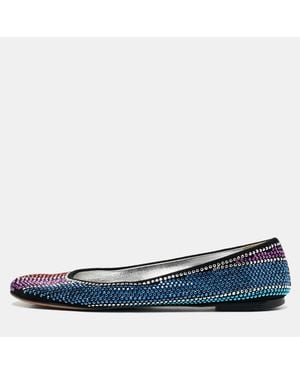 Giuseppe Zanotti Suede Crystal Embellished Ballet Flats - Blue