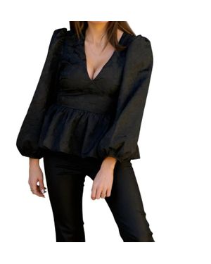 Sincerely Ours Brocade Long Sleeve Grace Top - Black