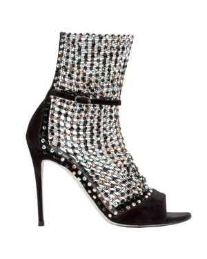 Rene Caovilla Rene Caovilla Ladies Galaxia Rhinestone Mesh Sandals - Black