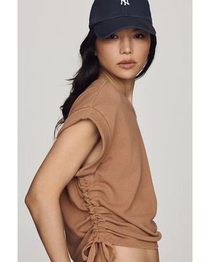 Wilt 100% Cotton Ruched Tee - Brown