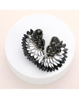 Fashnzfab Felt Back Stone Embellished Boho Fringe Earrings - Multicolor
