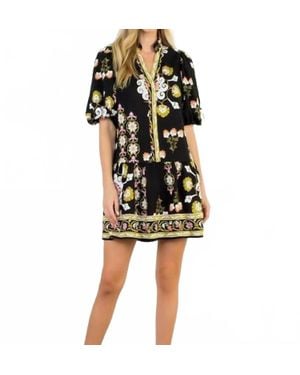 Thml Puff Sleeve Floral Pattern Dress - Black