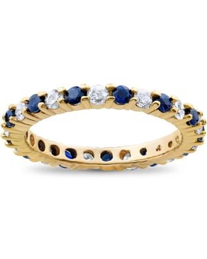 Pompeii3 1 1/2Ct Diamond Sapphire Eternity Ring 14K Size Selectable - Blue