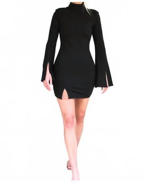 Lush Wide Bell Sleeve Mini Dress - Black