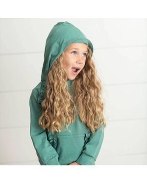 Adorable Sweetness Girl's Ruffle Hoodie - Green