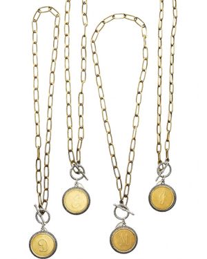 Julio Jewelry Uppercase Initial Disk Necklace - Metallic