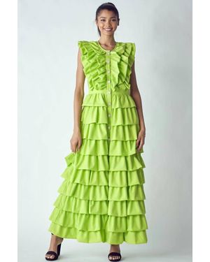 QMP Moda Rhythm And Ruffles Maxi Dress - Green