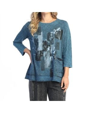 Jess & Jane Mariposa Mineral Washed Cotton Pocket Top - Blue