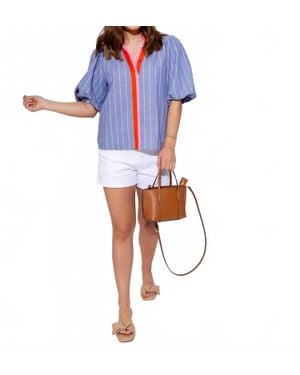 Thml Bubble Sleeve Top - Blue