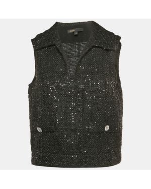 Maje Sequin Tweed Sleeveless Top - Green