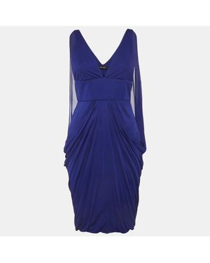 Versace Jersey Draped Mini Dress - Blue