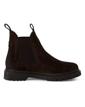 TMRS Tamaris Mocca Suede Leather Classic Chelsea Ankle Boots - Black