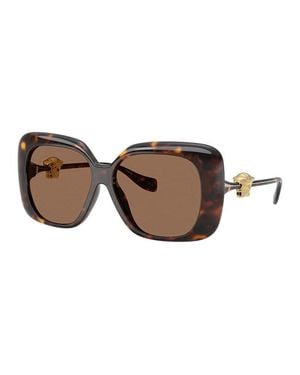 Versace Sunglasses Square Full Rim, Havana Frame And Dark Lens Ve4499U108/73 - Brown