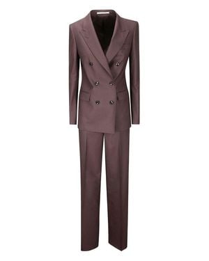 Tagliatore Double-Breasted Suit Set With Peak Lapels - Purple