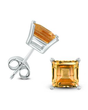 SSELECTS 14K 7Mm Square Citrine Earrings - Metallic