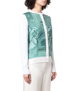 Ferragamo Floral-Print Buttoned Cardigan - Green