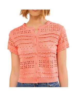 Ulla Johnson Abriana Eyelet Knit Cardigan - Pink