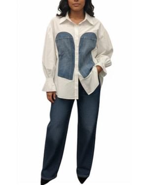 Gracia Button Down Shirt With Smock Cuffs - Blue