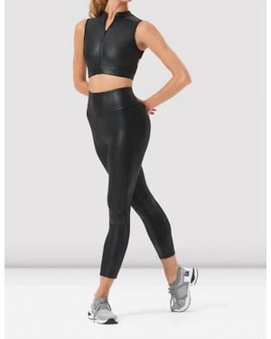 Bloch Zola Zip Front Leather Look Crop Top - Black
