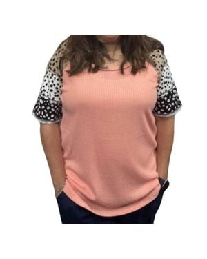 Bibi Printed Short Sleeve Tee Top - Pink