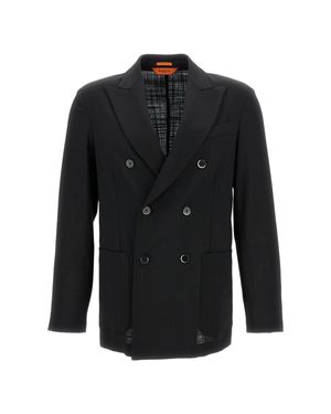 Barena Double-Breasted Wool Jacket With Notched Lapel - Black