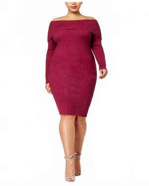 Say What? Plus Size Off The Shoulder Party Bodycon Dress - Red