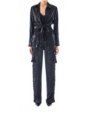 Le Superbe Glistening Button Front Shirt - Blue