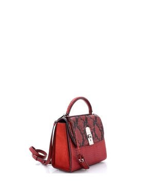 Ferragamo Boxyz Top Handle Bag Snakeskin Medium - Red