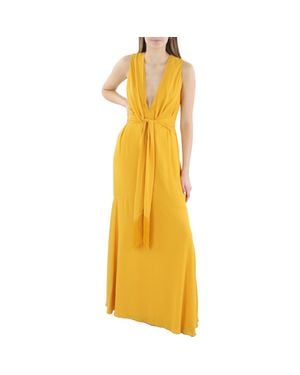 BCBGMAXAZRIA Plunging V-Neck Evening Dress - Yellow