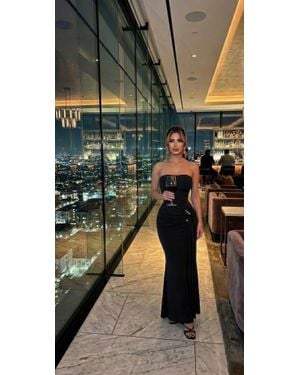 TRUEDAMES Modern Take On Draped Grecian Styles Maxi Dress - Black