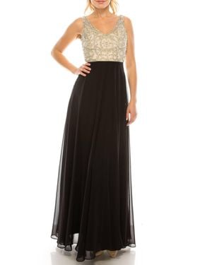 Aidan Mattox Embellished Sleeveless A-Line Dress - Black