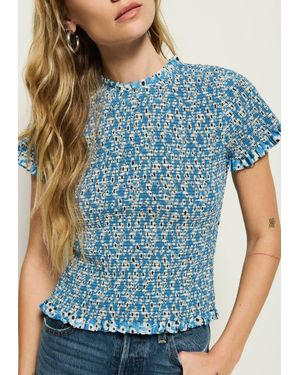 Nation Ltd Evie Smocked Top - Blue