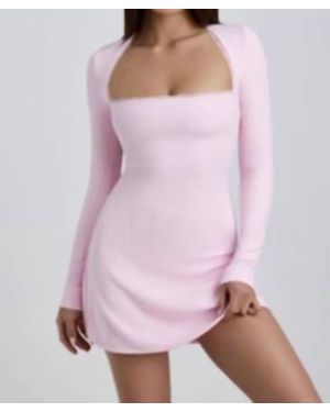 Oh Polly Lana Ribbed Modal Lace-Trim Mini Dress - Purple