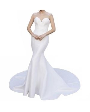 CASABLANCA Posey Stretch Mikado Wedding Gown - White