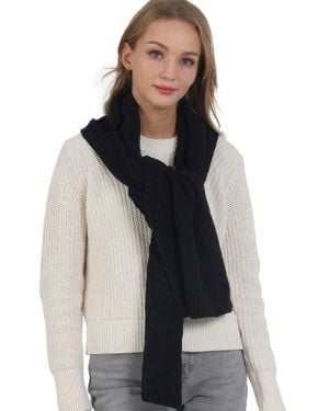 TRUEDAMES Solid Color Cable Knitted Scarf - Black