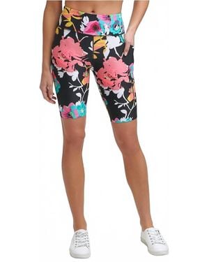 Calvin Klein Performance Floral High-Waist Bike Shorts - Red