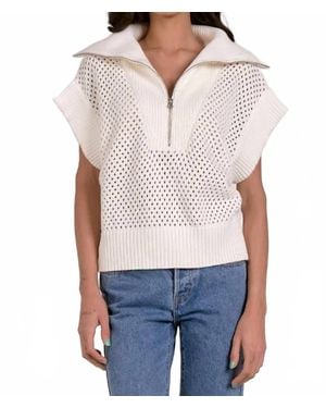 Elan Short Sleeve Quarter Zip Tee - White