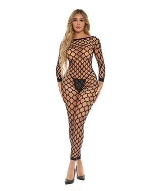 Pink Lipstick Crotchless Bodystocking - Natural