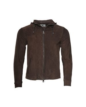 Kiton Kired Olek 1 Solid Suede Hooded Zip-Up Light-Jacket - Brown